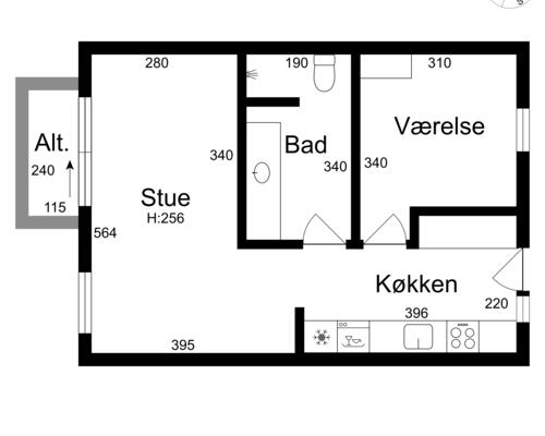 Lys og moderne 2-værelses lejlighed i centrum af Odense