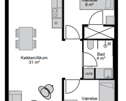 3 værelses lejlighed i Aalborg