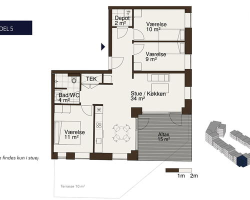 Egedal Stationsby - 4 vær. lejlighed med fantastisk udsigt og stor altan