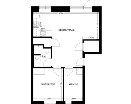 3 værelses lejlighed i Frederikssund