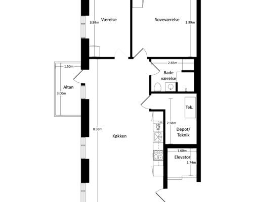 3 værelses lejlighed i Vejle