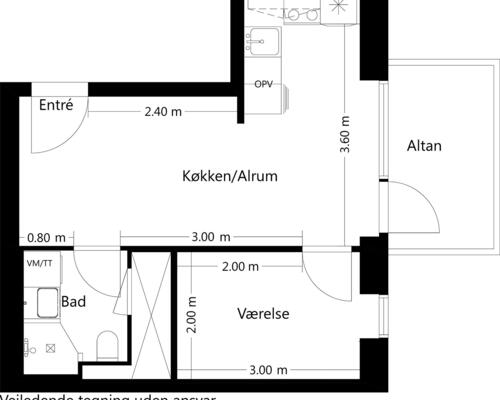 2 værelses lejlighed i Tilst