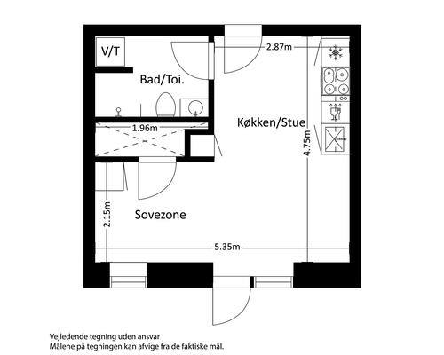 1 værelses lejlighed i Viby J