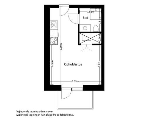 1 værelses lejlighed i Risskov