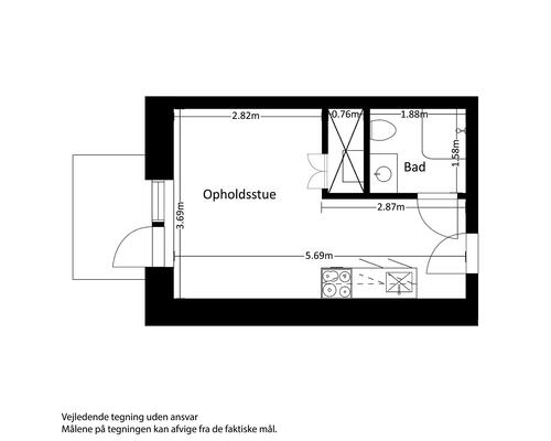 1 værelses lejlighed i Risskov