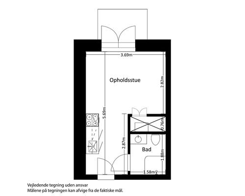 1 værelses lejlighed i Risskov