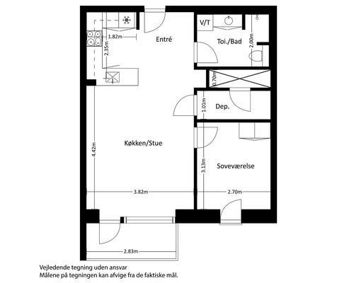 2 værelses lejlighed i Slagelse