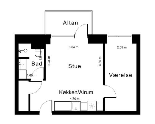 2 værelses lejlighed i Tilst