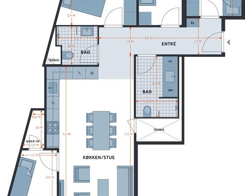 5 værelses lejlighed i København V