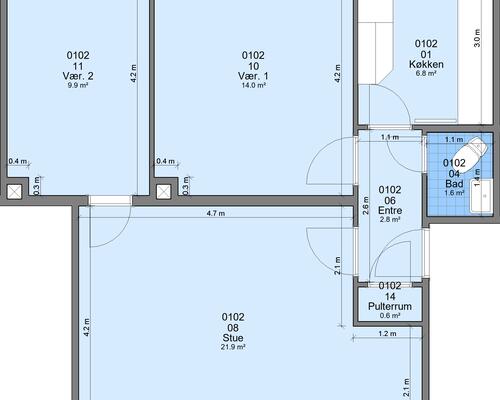 3 værelses lejlighed i Randers