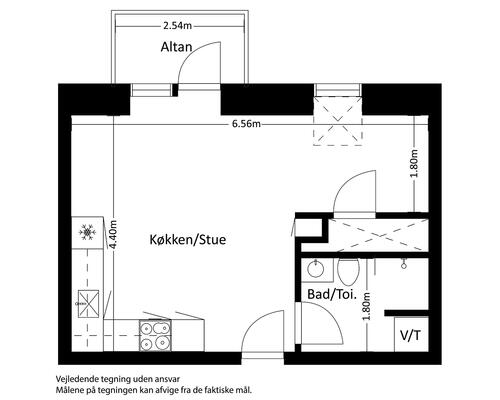 1 værelses lejlighed i Viby J