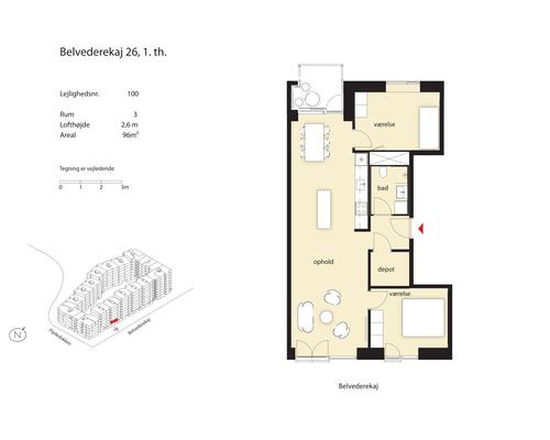 3 værelses lejlighed i København SV