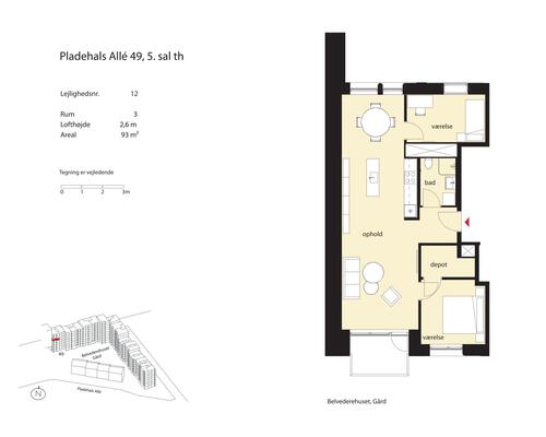 3 værelses lejlighed i København SV