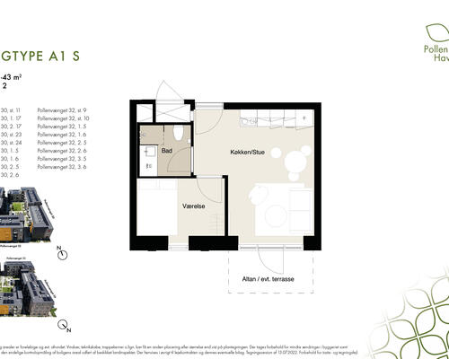 2 værelses lejlighed i Tilst