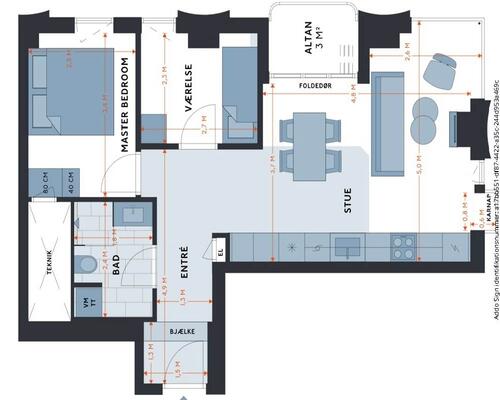 3 værelses lejlighed i København V