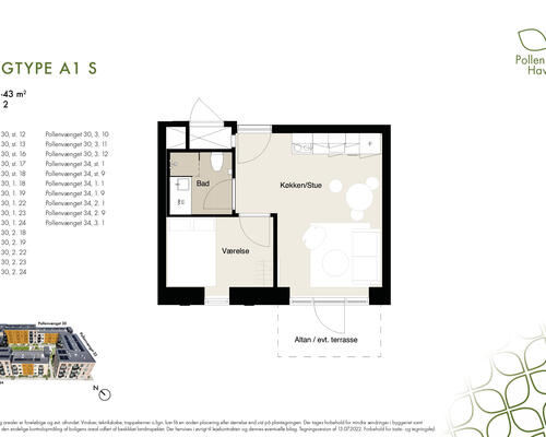 2 værelses lejlighed i Tilst