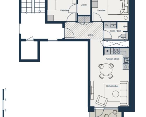 3 værelses lejlighed på Slangerupgade i Hillerød udlejes