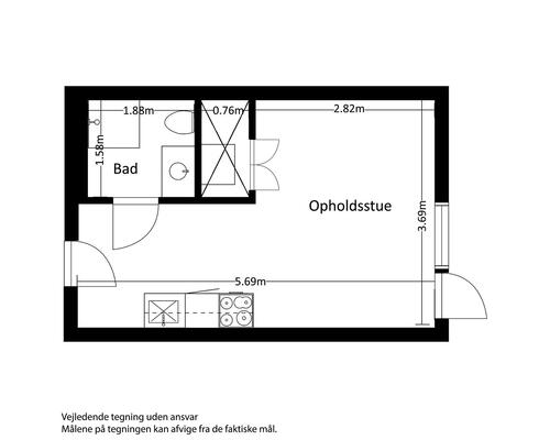 1 værelses lejlighed i Risskov