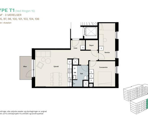 3 værelses lejlighed i Roskilde