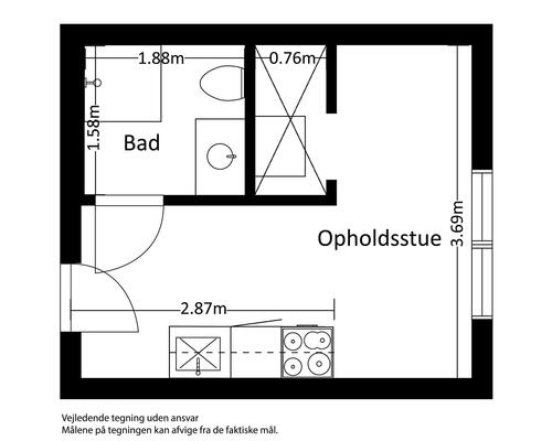 1 værelses lejlighed i Risskov