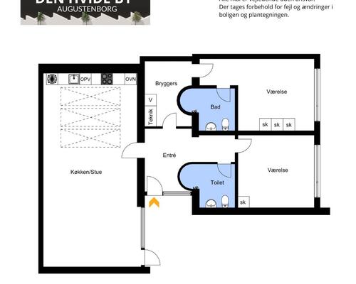3 værelses lejlighed i Augustenborg