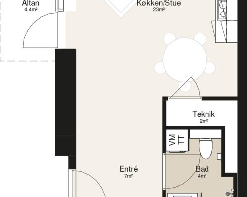 2 værelses lejlighed i Viborg