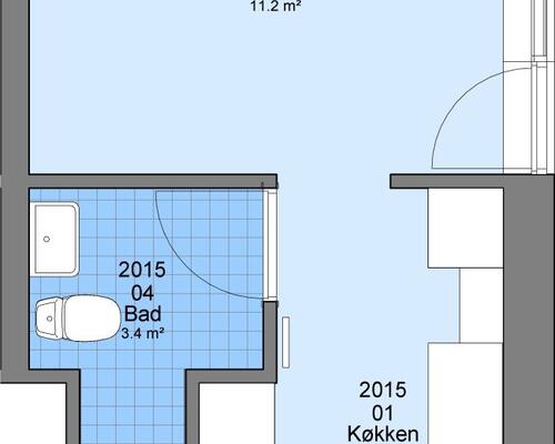 Stor lys 2-værelses studiebolig i Vestbyen