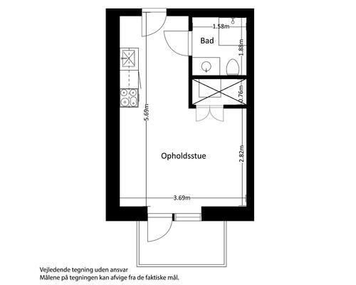 1 værelses lejlighed i Risskov