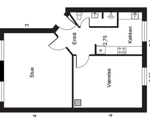 2 værelses lejlighed i Fredericia