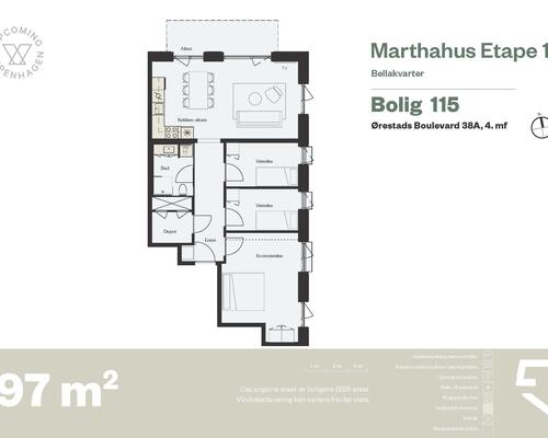 4 værelses lejlighed i København S