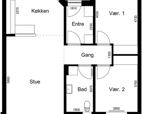 3 værelses lejlighed i Roslev
