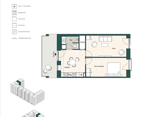 2 værelses lejlighed i København S