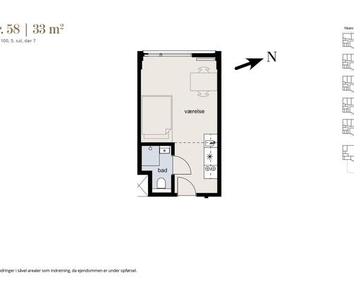 1 værelses lejlighed i København K