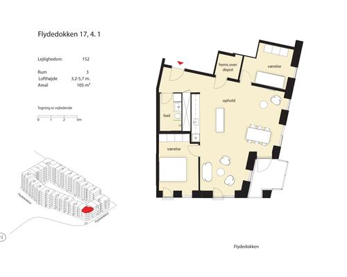 3 værelses lejlighed i København SV