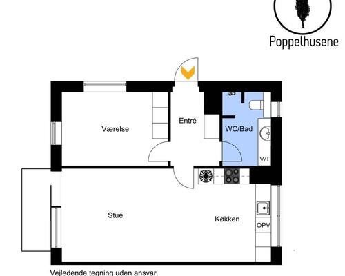 2 værelses lejlighed i Hasselager