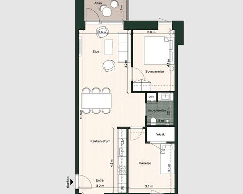 2 værelses lejlighed i Odense C