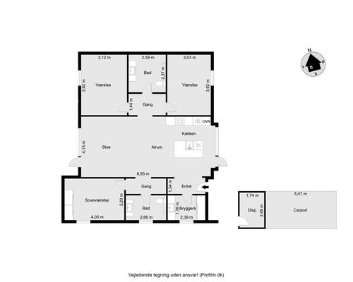 3 værelses hus i Sunds