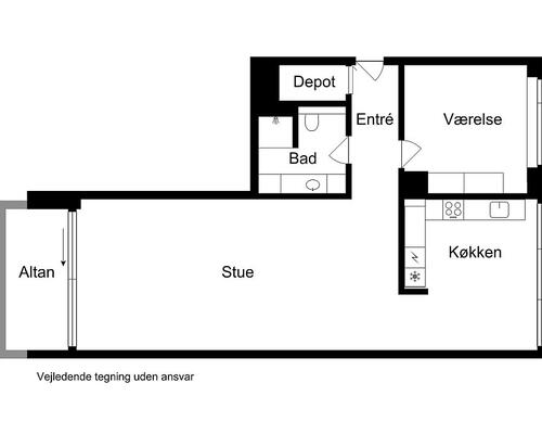 2 værelses lejlighed i København S