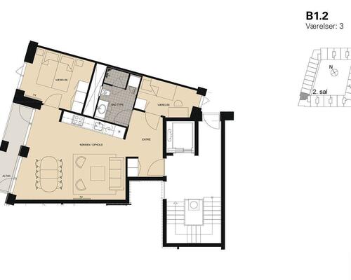 3 værelses lejlighed i København SV