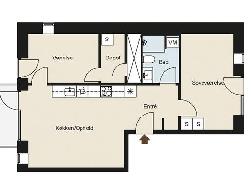 3 værelses lejlighed i Brøndby