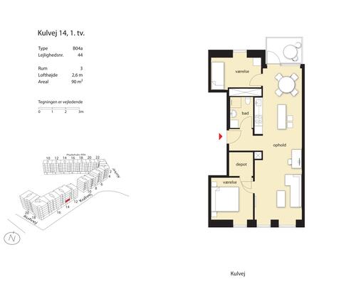 3 værelses lejlighed i København SV