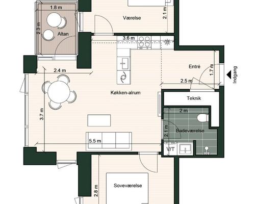 2 værelses lejlighed i Odense C