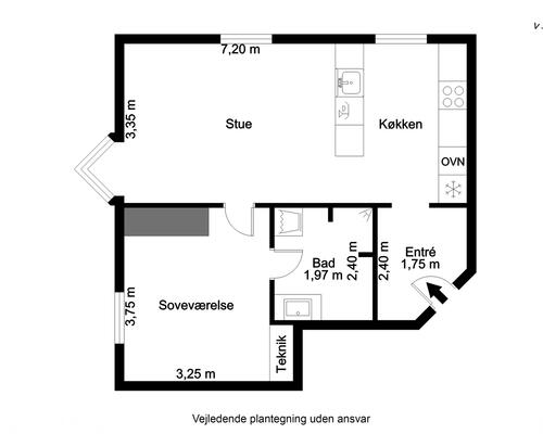 1 værelses lejlighed i Odense C