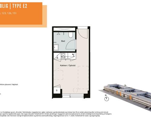 1 værelses lejlighed i Søborg