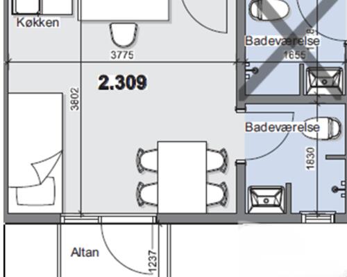 1 værelses lejlighed i Idrætsbyen