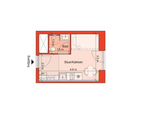 1 værelses lejlighed i Århus C