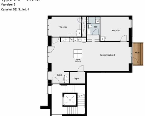 Moderne 3-værelses lejlighed i Kgs. Lyngby
