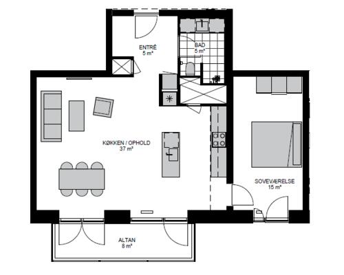 Stor 2-værelses tæt på Riis Skov