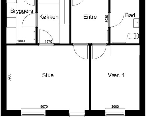 2 værelses hus i Roslev