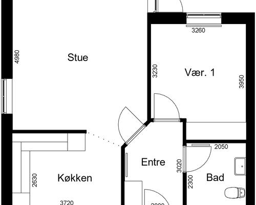 2 værelses hus i Spøttrup